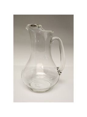 Vintage Clear Glass 1LT Pitcher Monogrammed Ice Lip Pitcher with Calligraphy E